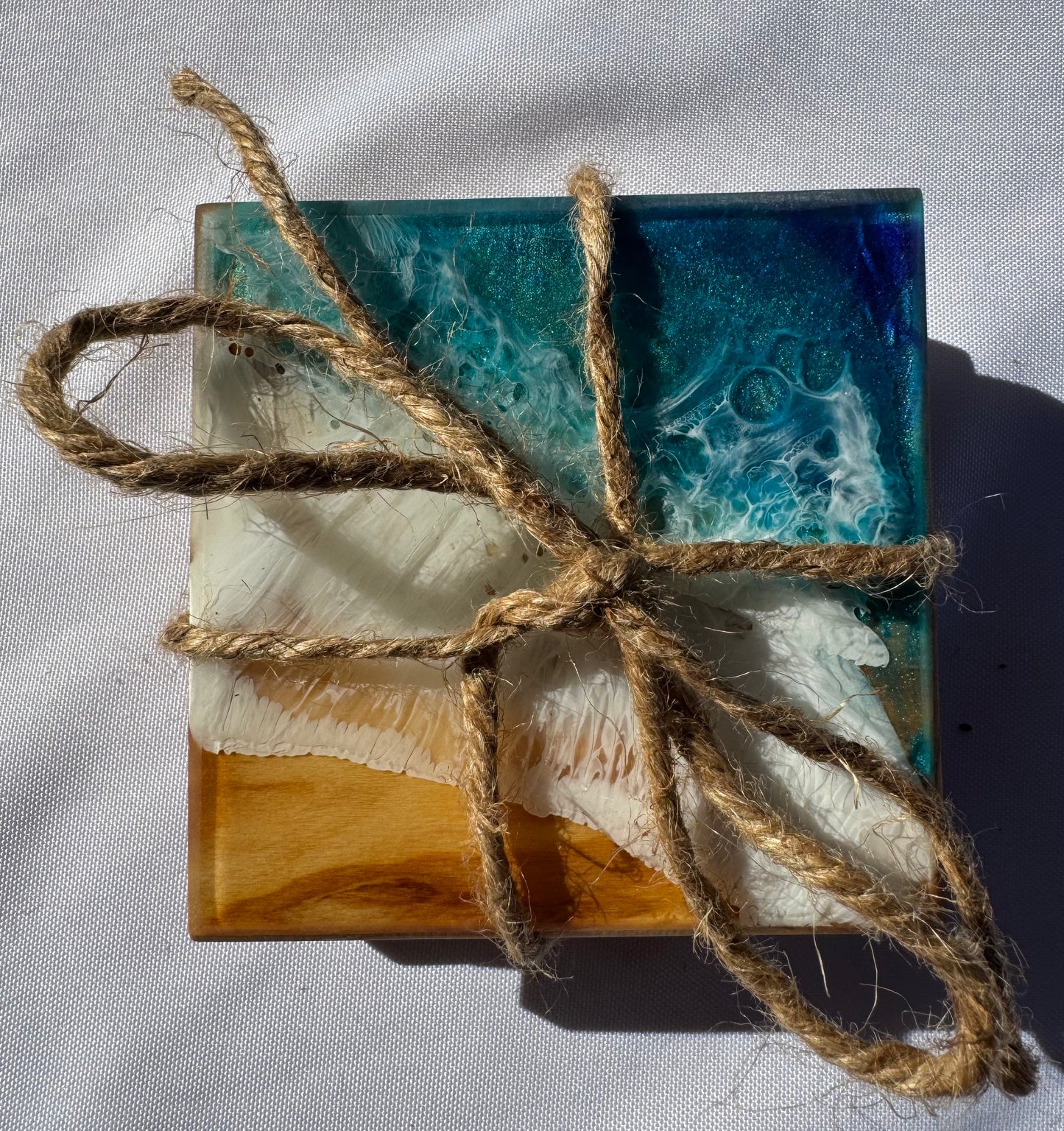 Coaster: Olivewood Square w/ Pacific Blue Wave (4 Count)